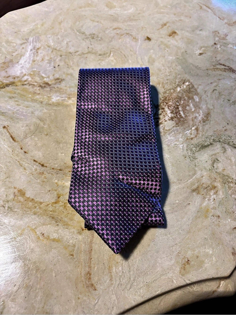 Ermenegildo Zegna Geometric Silk Tie in Purple & Blue Like New